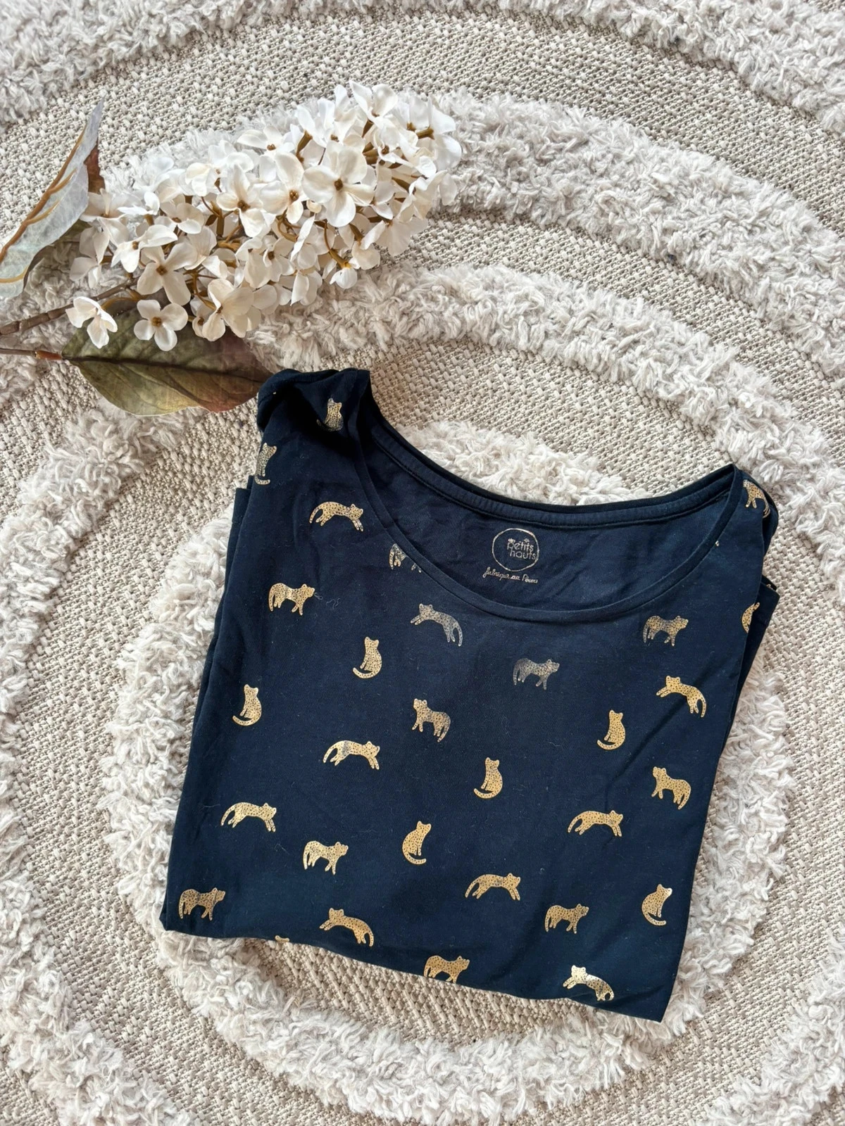 T-shirt Des Petits Hauts imprimé félins dorés – Taille 1 (36/S)